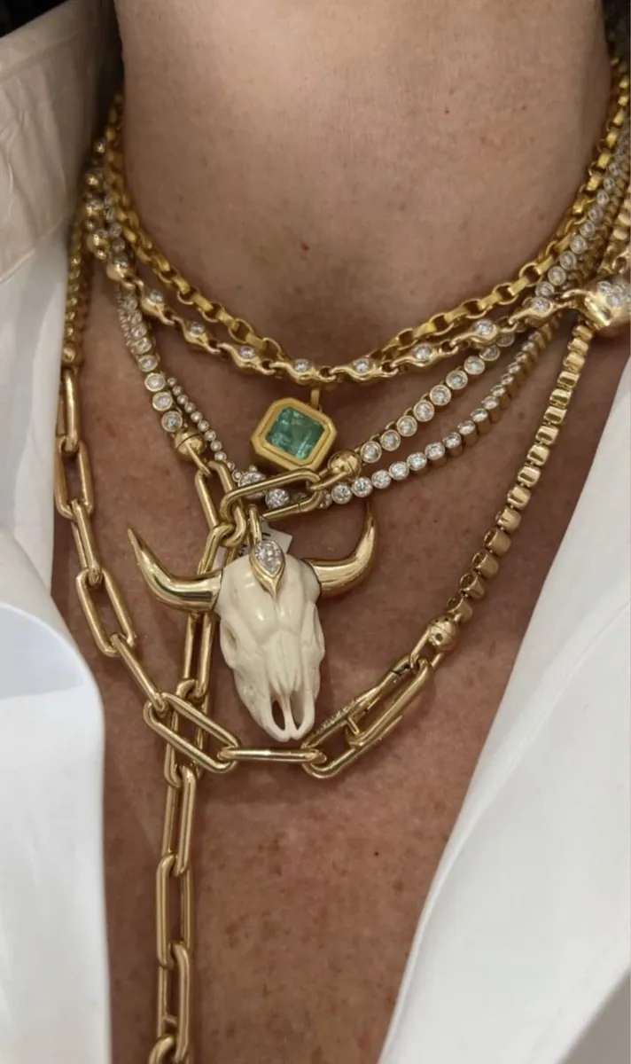 Layered chain set, sample piece